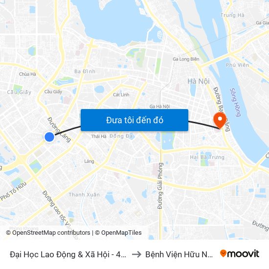 Đại Học Lao Động & Xã Hội - 43 Trần Duy Hưng to Bệnh Viện Hữu Nghị Việt-Xô map