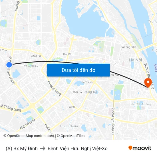 (A) Bx Mỹ Đình to Bệnh Viện Hữu Nghị Việt-Xô map