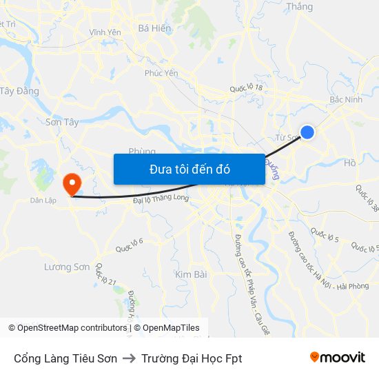 Cổng Làng Tiêu Sơn to Trường Đại Học Fpt map