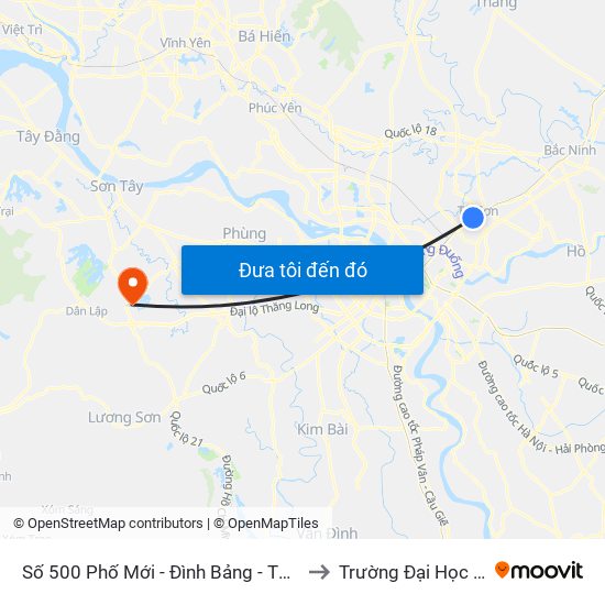 Số 500 Phố Mới - Đình Bảng - Từ Sơn to Trường Đại Học Fpt map