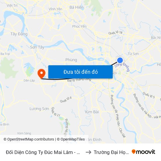 Đối Diện Công Ty Đúc Mai Lâm - Quốc Lộ 3 to Trường Đại Học Fpt map