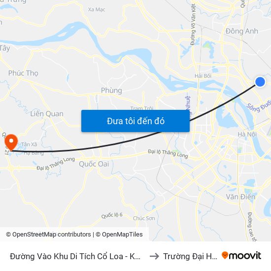 Đường Vào Khu Di Tích Cổ Loa - Km 5 Quốc Lộ 3 to Trường Đại Học Fpt map