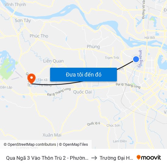 Qua Ngã 3 Vào Thôn Trù 2 - Phường Cổ Nhuế 2 to Trường Đại Học Fpt map