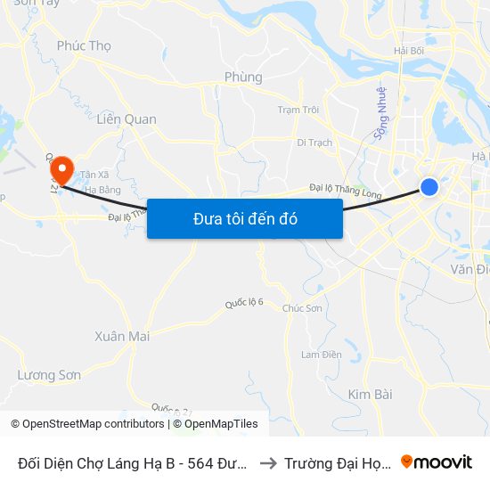 Đối Diện Chợ Láng Hạ B - 564 Đường Láng to Trường Đại Học Fpt map