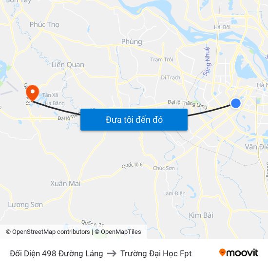 Đối Diện 498 Đường Láng to Trường Đại Học Fpt map