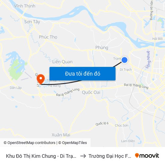 Khu Đô Thị Kim Chung - Di Trạch to Trường Đại Học Fpt map