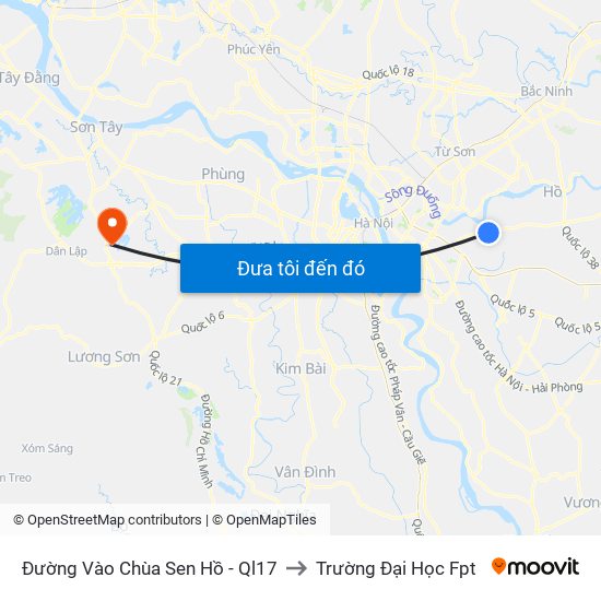 Đường Vào Chùa Sen Hồ - Ql17 to Trường Đại Học Fpt map