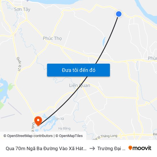 Qua 70m Ngã Ba Đường Vào Xã Hát Môn - Đan Phượng to Trường Đại Học Fpt map