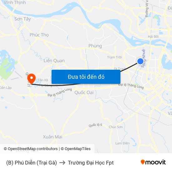 (B) Phú Diễn (Trại Gà) to Trường Đại Học Fpt map