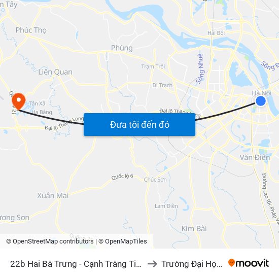 22b Hai Bà Trưng - Cạnh Tràng Tiền Plaza to Trường Đại Học Fpt map