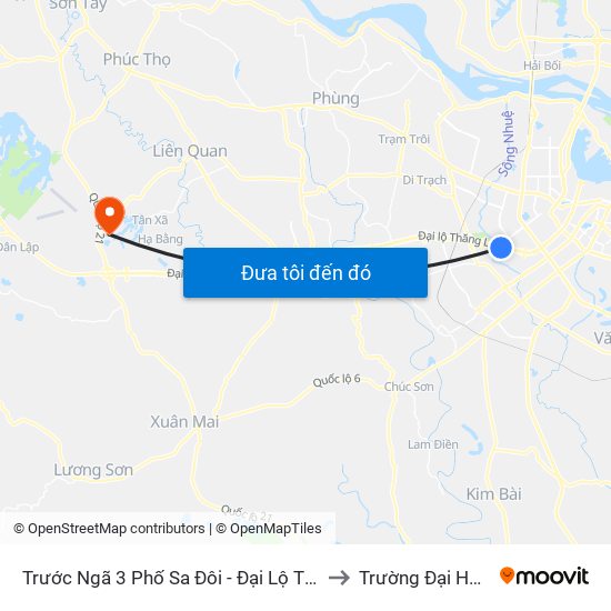 Trước Ngã 3 Phố Sa Đôi - Đại Lộ Thăng Long to Trường Đại Học Fpt map