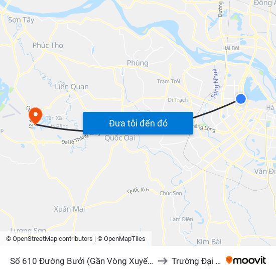 Số 610 Đường Bưởi (Gần Vòng Xuyến Hoàng Quốc Việt) to Trường Đại Học Fpt map