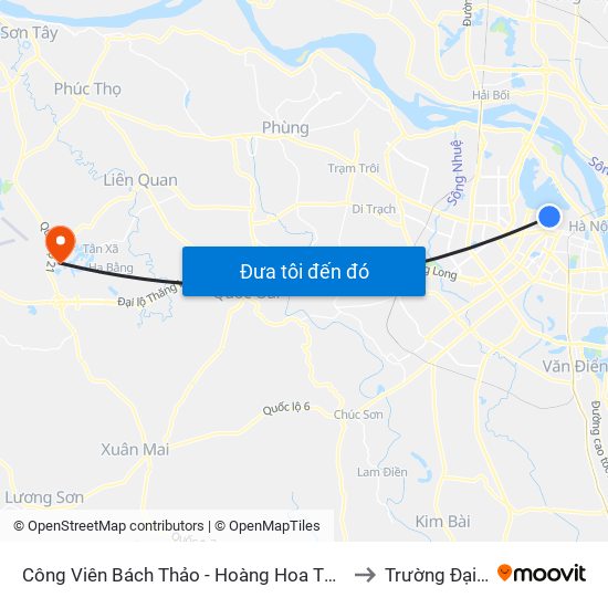 Công Viên Bách Thảo - Hoàng Hoa Thám (Qua Phố Ngọc Hà) to Trường Đại Học Fpt map