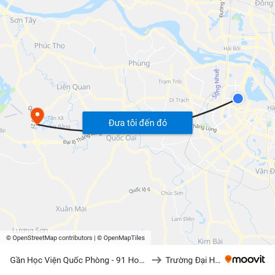 Gần Học Viện Quốc Phòng - 91 Hoàng Quốc Việt to Trường Đại Học Fpt map