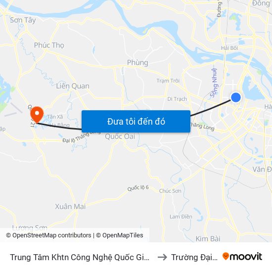 Trung Tâm Khtn Công Nghệ Quốc Gia - 18 Hoàng Quốc Việt to Trường Đại Học Fpt map