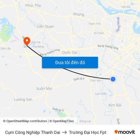 Cụm Công Nghiệp Thanh Oai to Trường Đại Học Fpt map