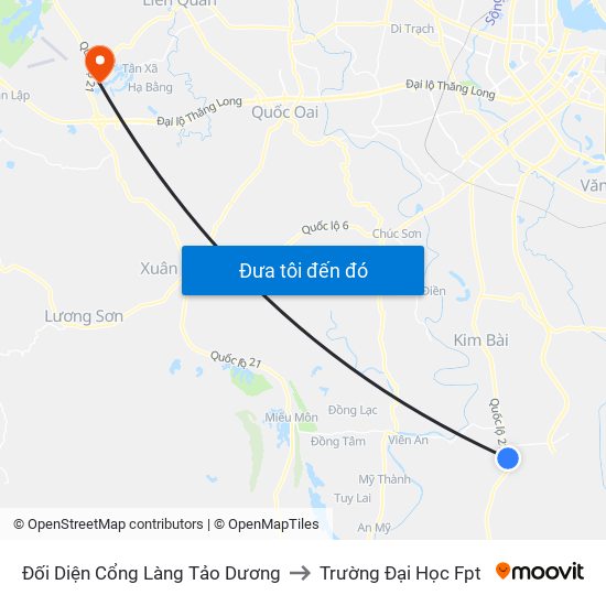 Đối Diện Cổng Làng Tảo Dương to Trường Đại Học Fpt map