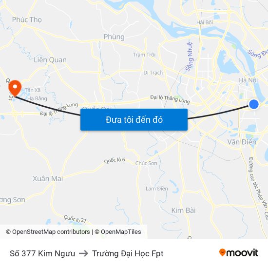 Số 377 Kim Ngưu to Trường Đại Học Fpt map