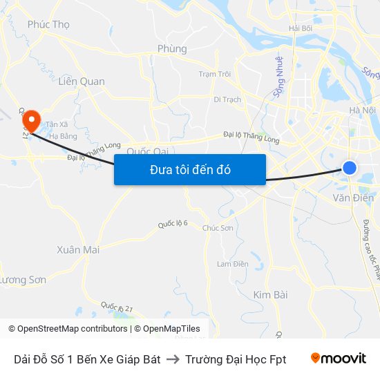 Dải Đỗ Số 1 Bến Xe Giáp Bát to Trường Đại Học Fpt map