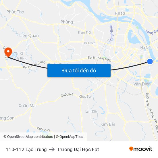 110-112 Lạc Trung to Trường Đại Học Fpt map