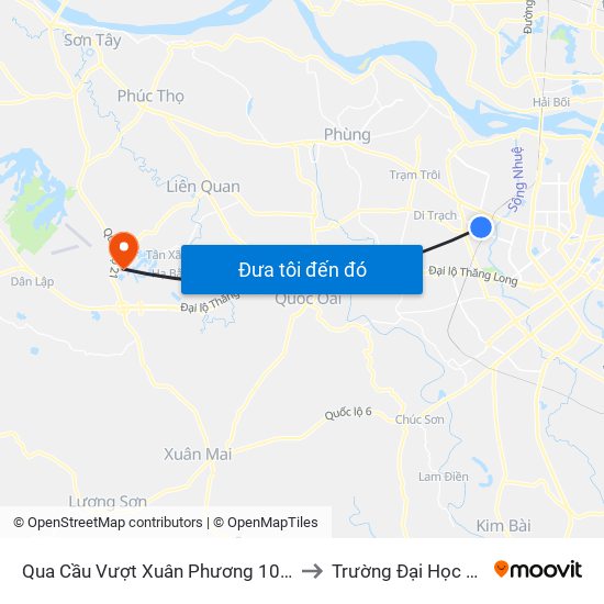 Qua Cầu Vượt Xuân Phương 100m to Trường Đại Học Fpt map