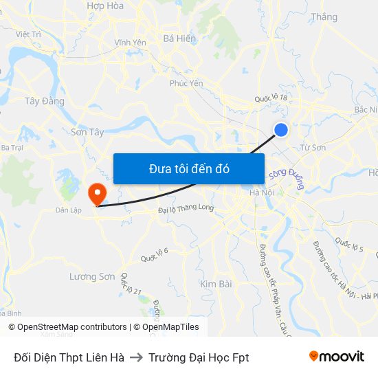 Đối Diện Thpt Liên Hà to Trường Đại Học Fpt map