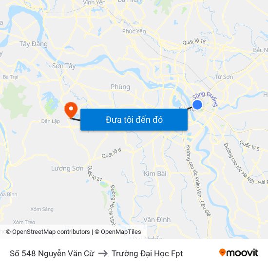 Số 548 Nguyễn Văn Cừ to Trường Đại Học Fpt map