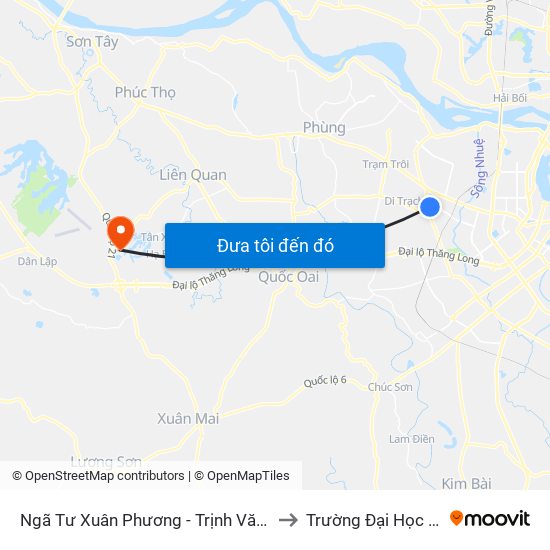 Ngã Tư Xuân Phương - Trịnh Văn Bô to Trường Đại Học Fpt map