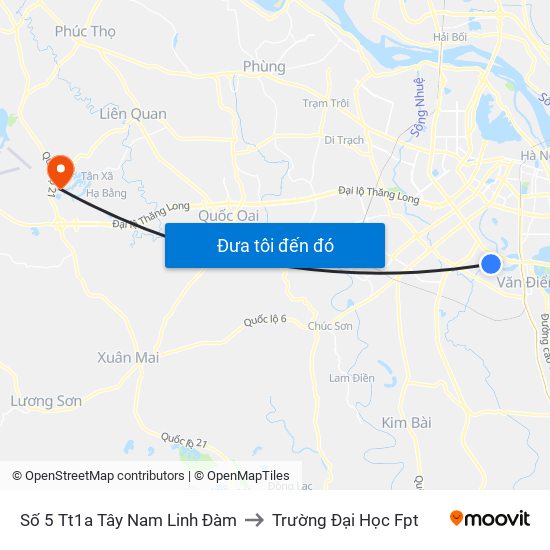 Số 5 Tt1a Tây Nam Linh Đàm to Trường Đại Học Fpt map