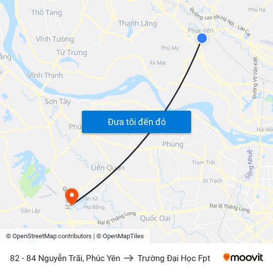 82 - 84 Nguyễn Trãi, Phúc Yên to Trường Đại Học Fpt map