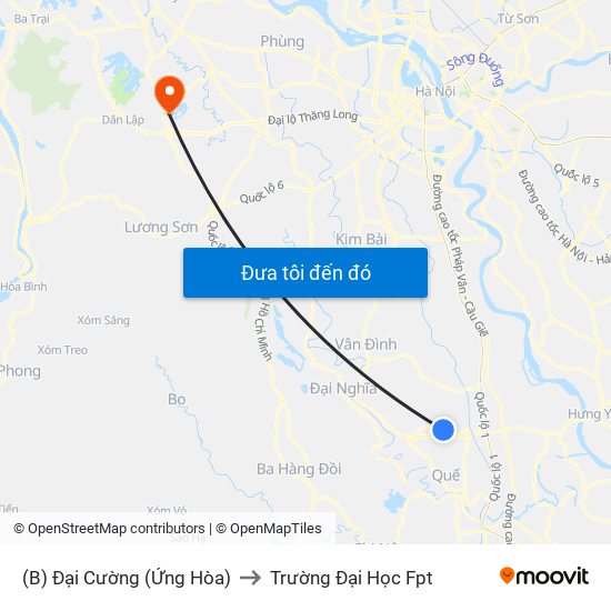 (B) Đại Cường (Ứng Hòa) to Trường Đại Học Fpt map