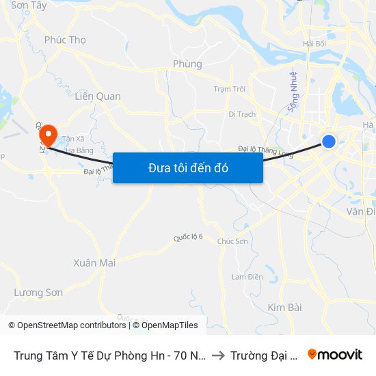 Trung Tâm Y Tế Dự Phòng Hn - 70 Nguyễn Chí Thanh to Trường Đại Học Fpt map