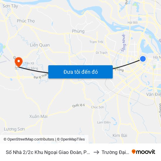 Số Nhà 2/2c Khu Ngoại Giao Đoàn, Phố Kim Mã Đường Dưới to Trường Đại Học Fpt map