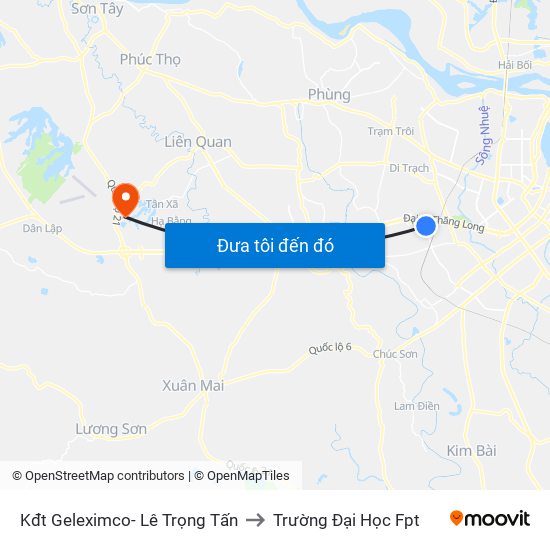 Kđt Geleximco- Lê Trọng Tấn to Trường Đại Học Fpt map