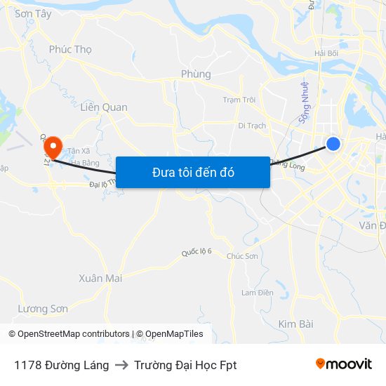 1178 Đường Láng to Trường Đại Học Fpt map