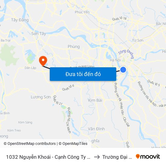 1032 Nguyễn Khoái - Cạnh Công Ty Gốm Sứ Thanh Trì to Trường Đại Học Fpt map