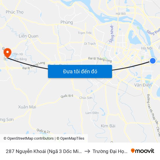 287 Nguyễn Khoái (Ngã 3 Dốc Minh Khai) to Trường Đại Học Fpt map