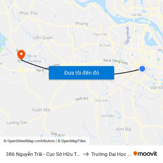 386 Nguyễn Trãi - Cục Sở Hữu Trí Tuệ to Trường Đại Học Fpt map