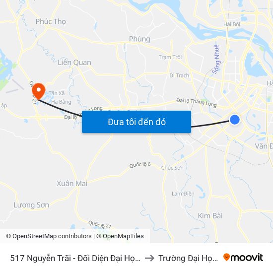 517 Nguyễn Trãi - Đối Diện Đại Học Hà Nội to Trường Đại Học Fpt map