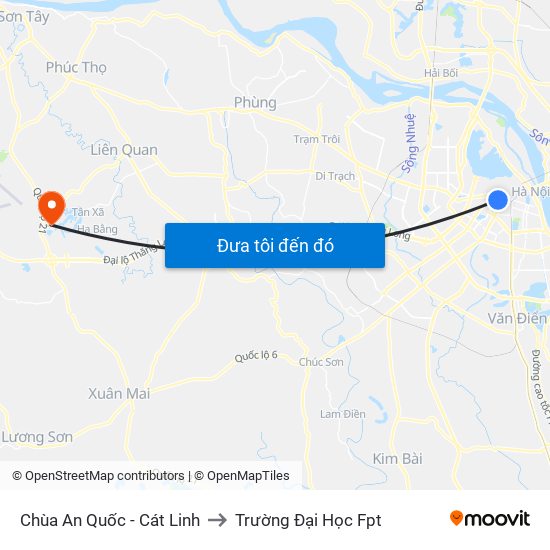 Chùa An Quốc - Cát Linh to Trường Đại Học Fpt map