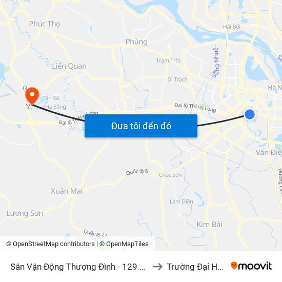 Sân Vận Động Thượng Đình - 129 Nguyễn Trãi to Trường Đại Học Fpt map