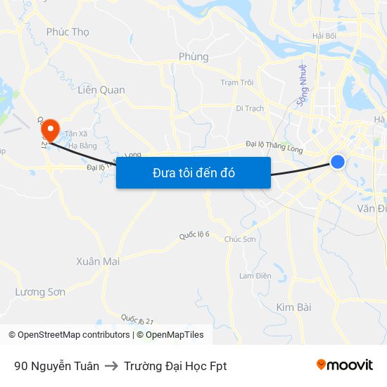 90 Nguyễn Tuân to Trường Đại Học Fpt map