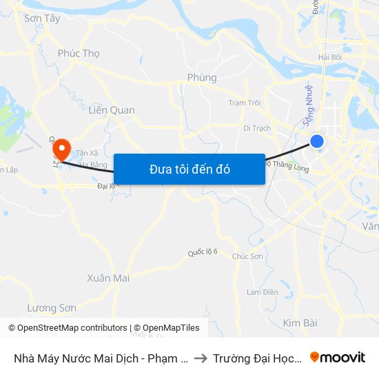 Nhà Máy Nước Mai Dịch - Phạm Hùng to Trường Đại Học Fpt map