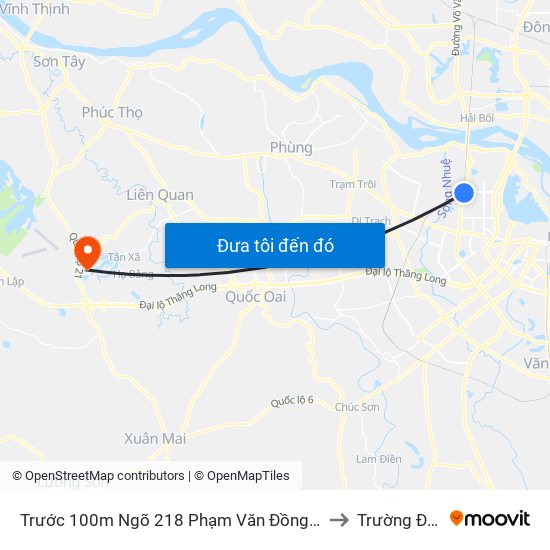 Trước 100m Ngõ 218 Phạm Văn Đồng (Đối Diện Công Viên Hòa Bình) to Trường Đại Học Fpt map