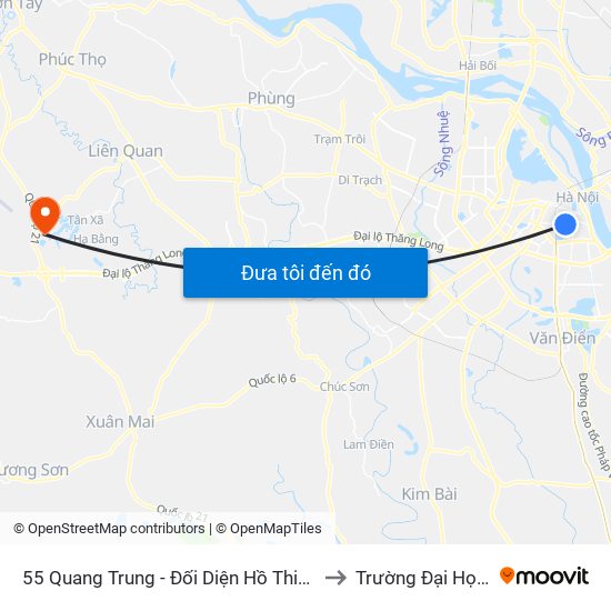 55 Quang Trung - Đối Diện Hồ Thiền Quang to Trường Đại Học Fpt map