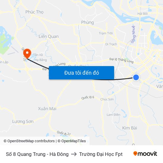 Số 8 Quang Trung - Hà Đông to Trường Đại Học Fpt map
