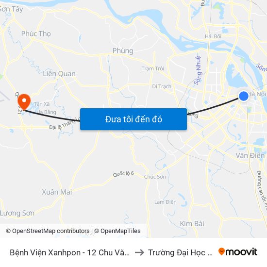 Bệnh Viện Xanhpon - 12 Chu Văn An to Trường Đại Học Fpt map