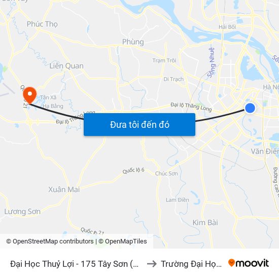 Đại Học Thuỷ Lợi - 175 Tây Sơn (Cột Sau) to Trường Đại Học Fpt map