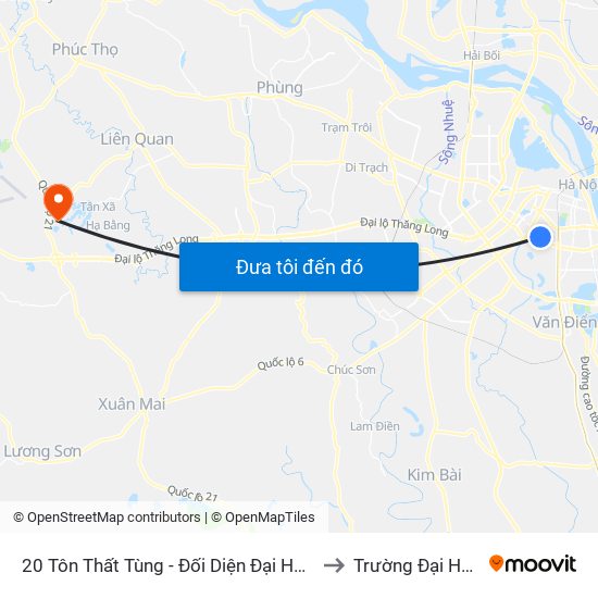 20 Tôn Thất Tùng - Đối Diện Đại Học Y Hà Nội to Trường Đại Học Fpt map