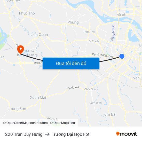 220 Trần Duy Hưng to Trường Đại Học Fpt map